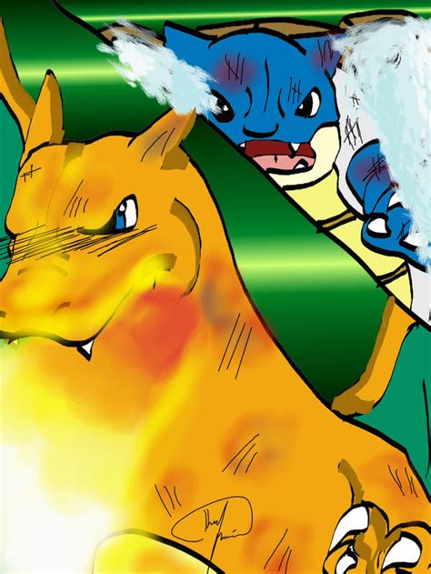 Charizard vs. Blastoise by KLouDraws on DeviantArt