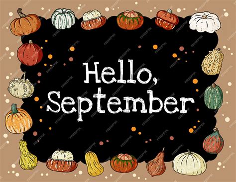 Premium Vector | Hello september chalkboard inscription cute cozy ...