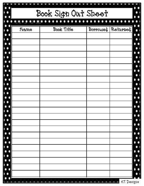 free book sign out sheet | Library organization, Classroom library checkout, Library signs