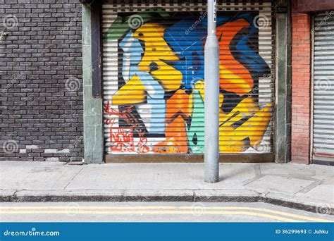 Empty Street Graffiti Background Editorial Stock Photo - Image of ...