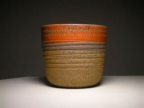 Vintage Italian Studio Art Rustic Rust Color Pottery Ceramic Plant Pot Vase