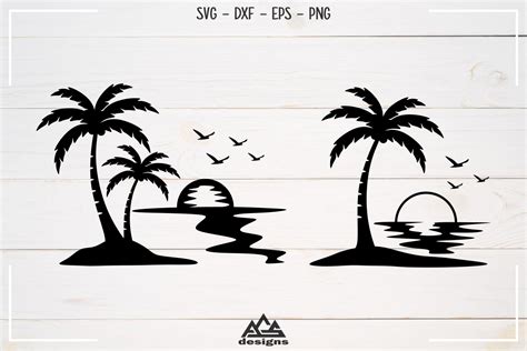 Palm Tree Beach Sunset Svg Design By AgsDesign | TheHungryJPEG