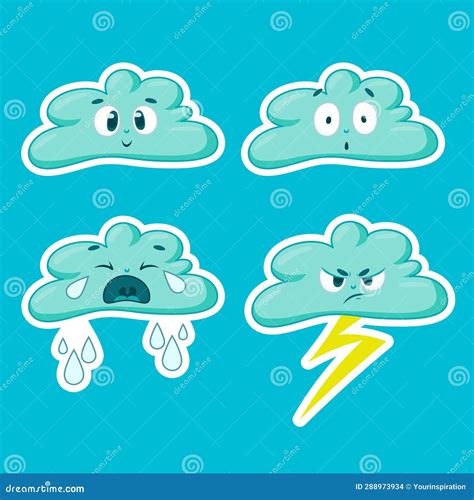 Emoji Clouds Set stock vector. Illustration of disappointed - 288973934