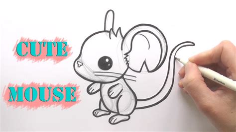 Cute Mouse Drawing Step By Step / Finally, add a shadow below the mouse ...