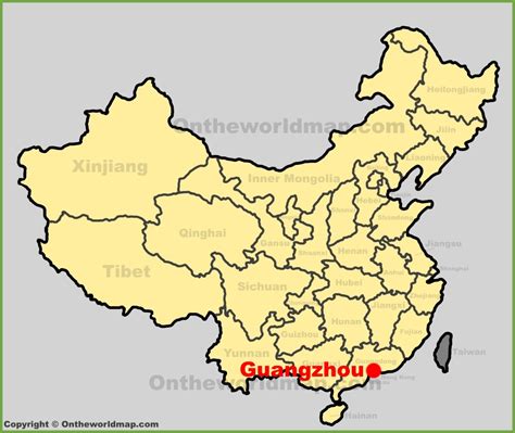 Guangzhou location on the China map - Ontheworldmap.com