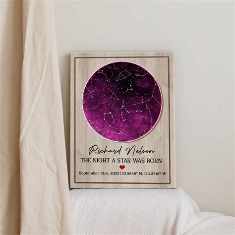 Custom Constellation Map Canvas, Birthday Star Map Print, Star Map Birthday Gifts, Personalized ...