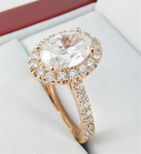 1.70ct Oval Diamond in Rose Gold Halo Engagement Ring Style#4262 - DiamondNet