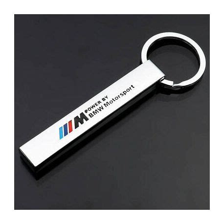 Bmw M Motorsport Logo Metal KeyChain Keyring Fob Silver Strip Shape - TuningLinieTM