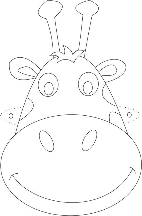 Giraffe mask printable coloring page for kids