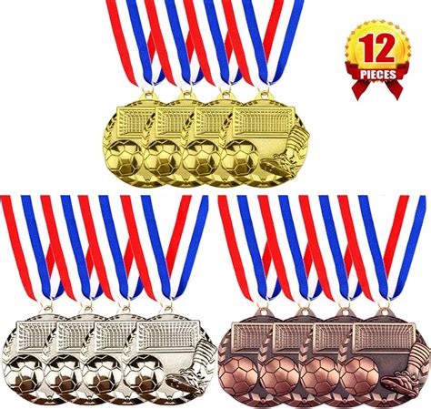 Amazon.com : SEDOPLK 12Pcs Small Soccer Medals, Metal Winner Gold Silver Bronze Award Medals ...