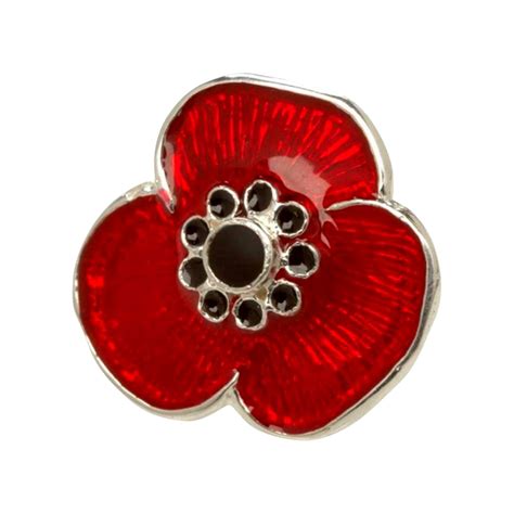 Sterling Silver Remembrance Poppy Pin - Lest We Forget UK