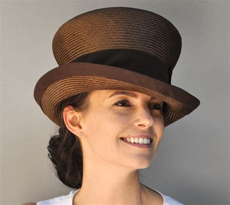 Women's Brown Top Hat, Ladies Brown Hat, Mad Hatter, Wedding Hat, Derby ...