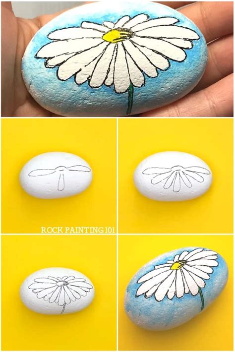 How to make a simple watercolor effect on a rock - Rock Painting 101