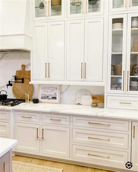 White Shaker Kitchen Cabinet With Gold Hardware Ideas - Soul & Lane