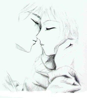 Romantic Anime Couples Kissing Drawing