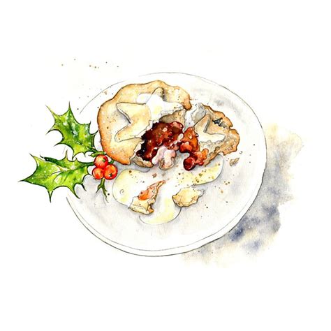 Traditional Christmas mince pie. Watercolor illustration. www.amyholliday.co.uk. | Mince pies ...