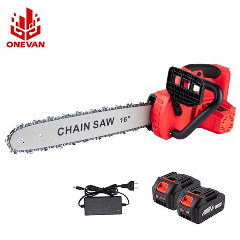 ONEVAN Rechargeable Cordless Chainsaw, 16 inch Electric Saw with Lithium Battery and Charger ...