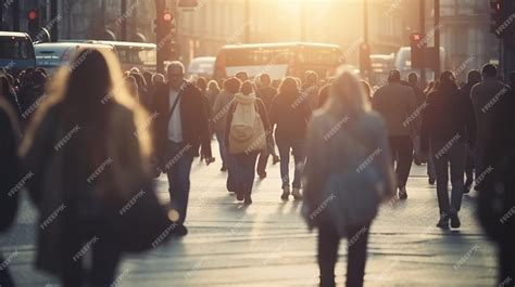 Premium Photo | A crowd of people is walking through the city Generative AI