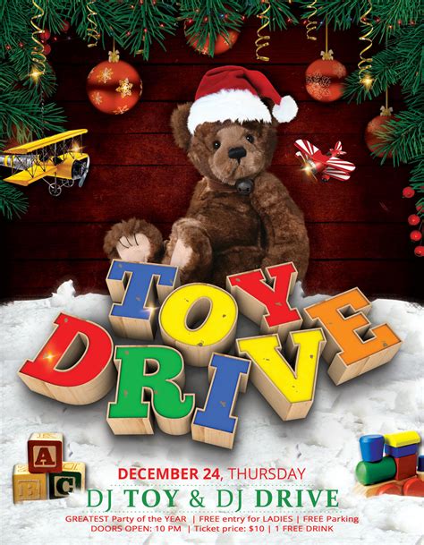 Toy Drive Party Flyer Poster By artolus | TheHungryJPEG