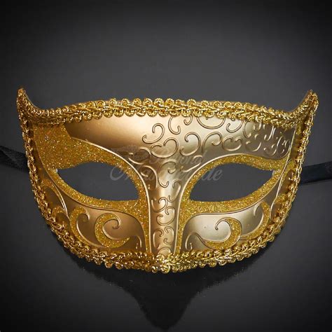 Gold Paper Mache Venetian Mardi Gras Masquerade Mask for Men M6107