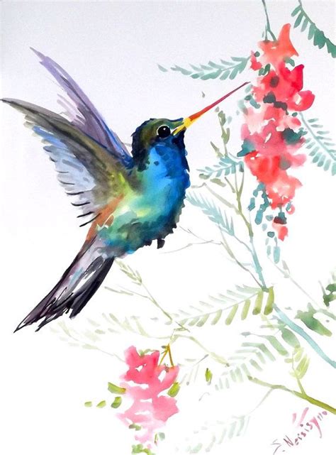 Colibrí acuarela original pintura 12 X 9 pájaro por ORIGINALONLY Water Painting, Birds Painting ...