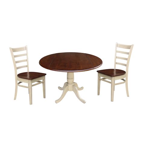 42" Round Top Pedestal Dining Table with Two Chairs - Almond/Espresso - Walmart.com - Walmart.com