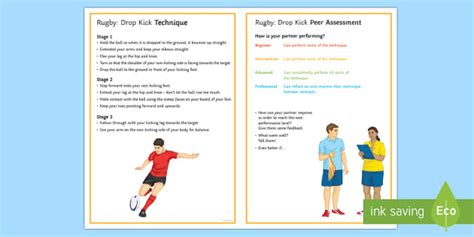 Rugby: Drop Kick Techniques Card (teacher made) - Twinkl