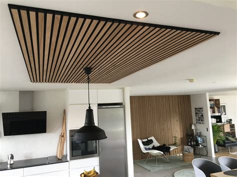 Akupanel | Classic Oak - Black Felt → WoodUpp | Wood slat ceiling, Acoustic panels, Wood ceiling ...