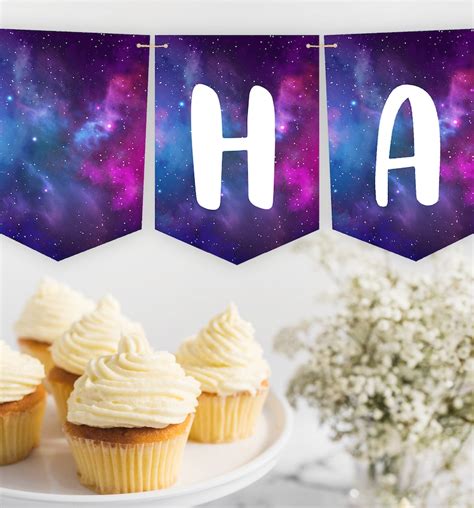 Galaxy Happy Birthday Banner Printable Galaxy Banner Galaxy - Etsy