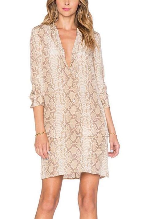 Snakeskin Print Shirt Dress - US$22.99 | Snake print dress, Long sleeve ...