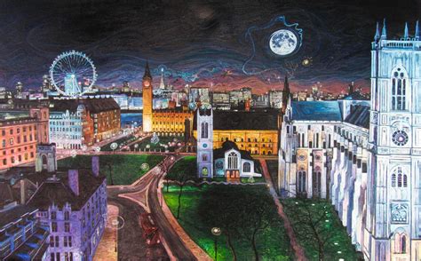 Oil painting of the London skyline : r/london