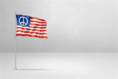 Premium Photo | Usa flag with peace sign 3d illustration isolated on white