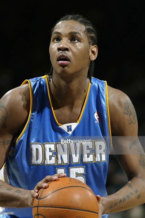 Carmelo Anthony of the Denver Nuggets shoots a free throw during the ...