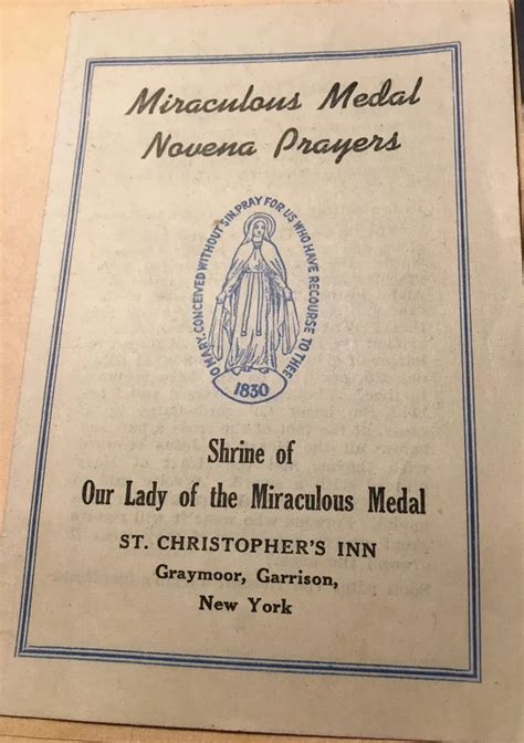 1943 MIRACULOUS MEDAL Novena Prayers Card PAMPHLET St, 59% OFF