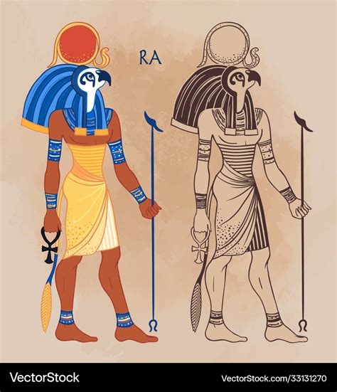 Portrait ra egyptian god sun most Royalty Free Vector Image