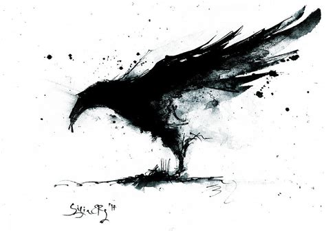 Abstract ink raven painting Painting by Silja Erg - Pixels