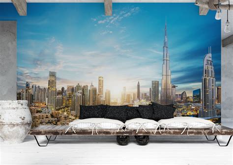 Dubai Downtown Skyline Wallpaper United Arab Emirates City - Etsy