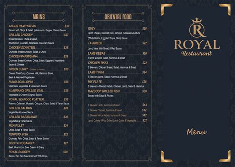 Menu - Royal Restaurant