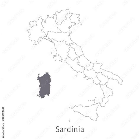 Vector illustration: map of Italy. Silhouette and contour of Italy ...