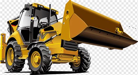 Yellow front-end loader illustration, Tractor Bulldozer Backhoe loader ...