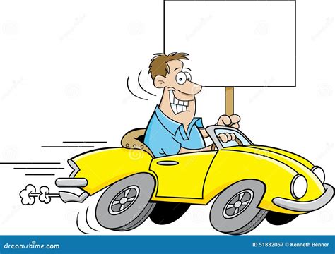 Cartoon Man Driving A Sports Car. Vector Illustration | CartoonDealer ...