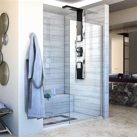 DreamLine Linea Single Panel Frameless Shower Screen 30 in. W x 72 in. H, Open Entry Design in ...