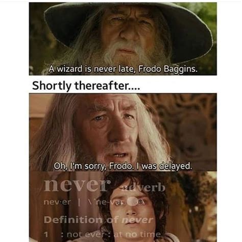 a wIZaRrd iS nEvER lAtE | Lotr, The hobbit, Lotr funny