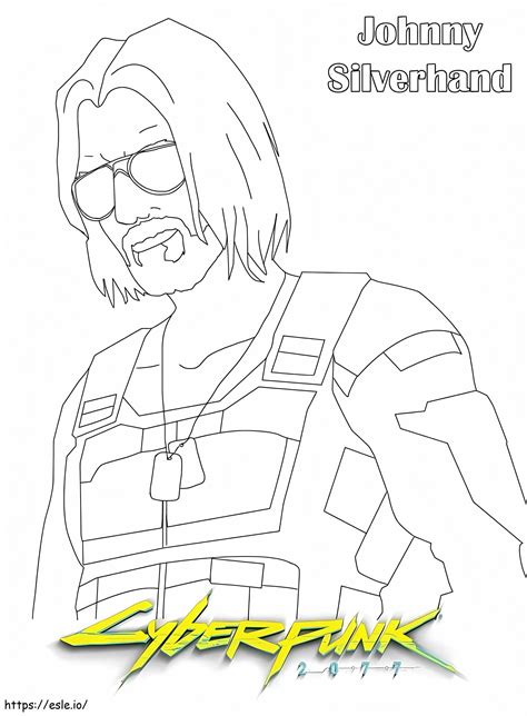 Johnny Silverhand Cyberpunk 2077 coloring page