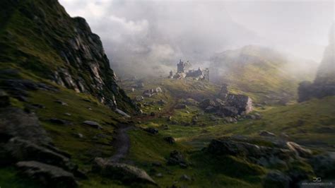 ArtStation - Rolling Hills Castle, Daniel Schmelling | Fantasy landscape, Fantasy art landscapes ...