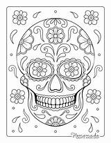 Sugar Skull Coloring Pages For Day Of The Dead sketch template