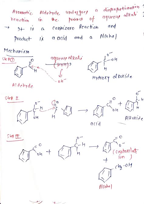 [Solved] Aromatic aldehydes may also undergo a disproportionation reaction... | Course Hero