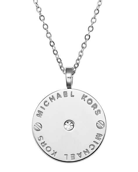 Lyst - Michael Kors Logo Disc Necklace in Metallic