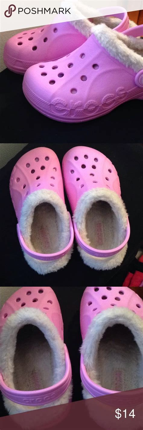 🐊 Crocs Light Pink Fur lined shoes c10/11 Child | Crocs with fur, Pink ...