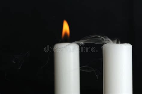 Burning And Blown Out Candle With Smoke Stock Image - Image of copy, birthday: 30043695